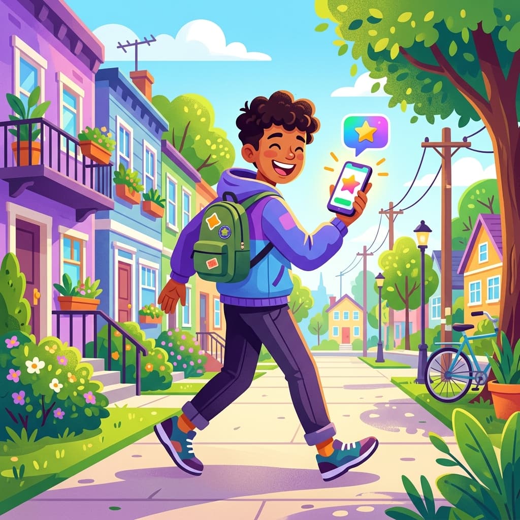 Cheerful carer accepting an errand notification on their phone